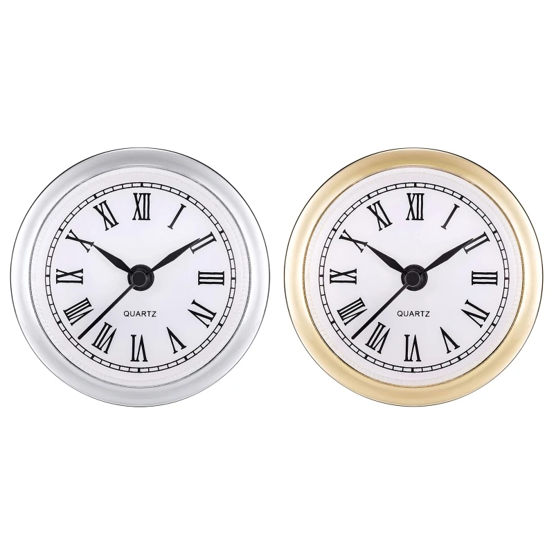 Quartz Clock Movement Mini Clock Insert 2.4 Inch 61mm Round Quartz Clock Fit-up Movement Miniature White Dial Bezel Roman Numerals