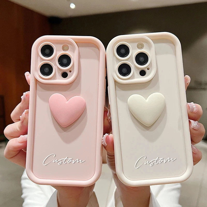 Personalized Custom Name Cute Love Heart Luxury Silicone Candy DIY Phone Case