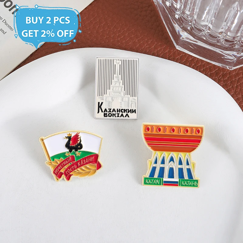 Russland Schönheit Serie Emaille Pins Moskauer Architektur Broschen Mode Revers Abzeichen Rucksack Kleidung Schmuck Geschenk für Freunde – Detail 4