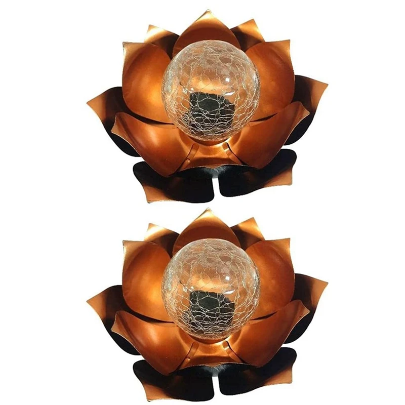 2Pcs Solar Flower Lights, 2PCS Lotus Solar Light, Waterproof Garden Yard Lotus Lamps Ornament For Garden