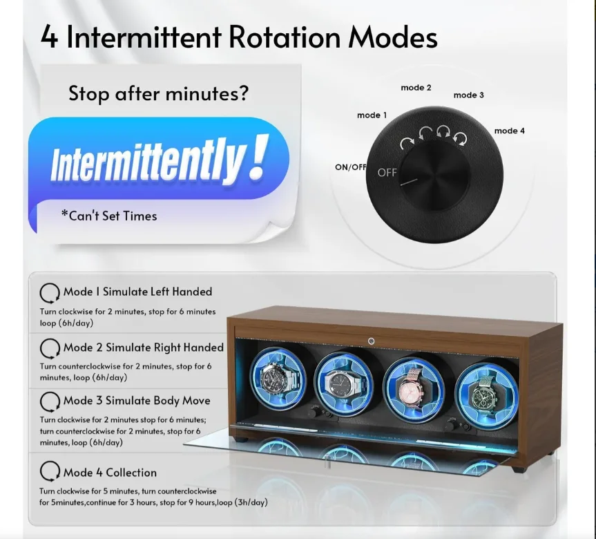 Automatic Watch Winder Box for Luxury Timepieces with 4 Slots, Ultra Quiet Japanese Mot... - SKU LAWW1120 - UGI Packaging