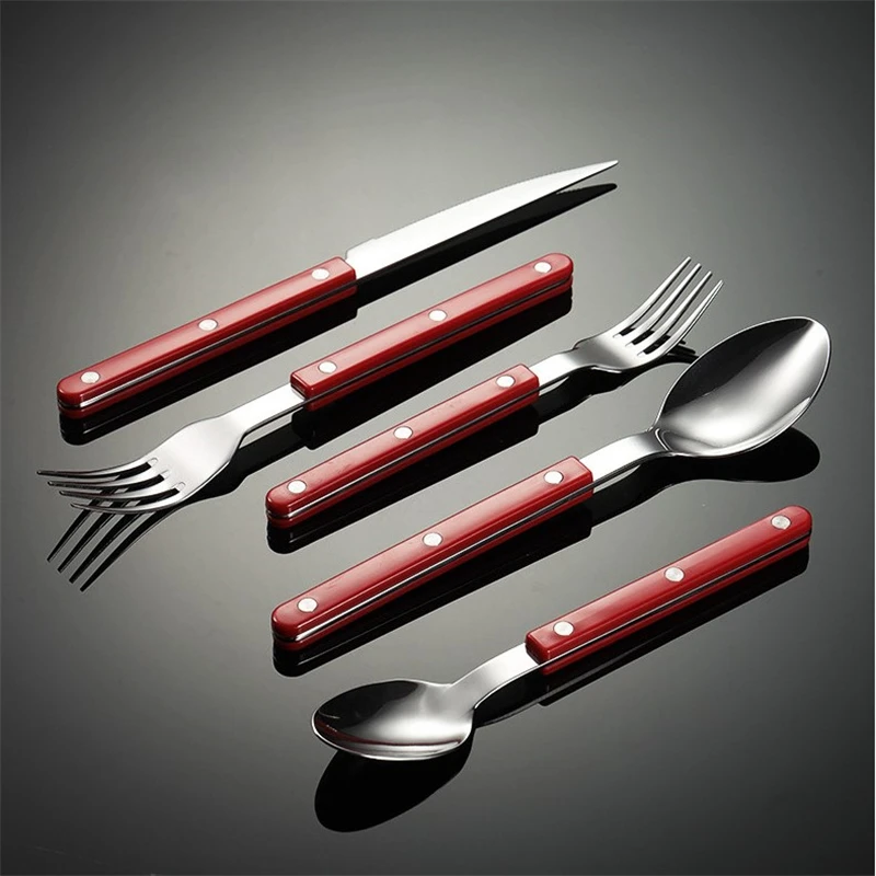 Creative Stainless Steel Cutlery Set Western Fork Spoon Steak Knife Dinnerware Sets with ABS Handle Tableware Kitchen Utensils