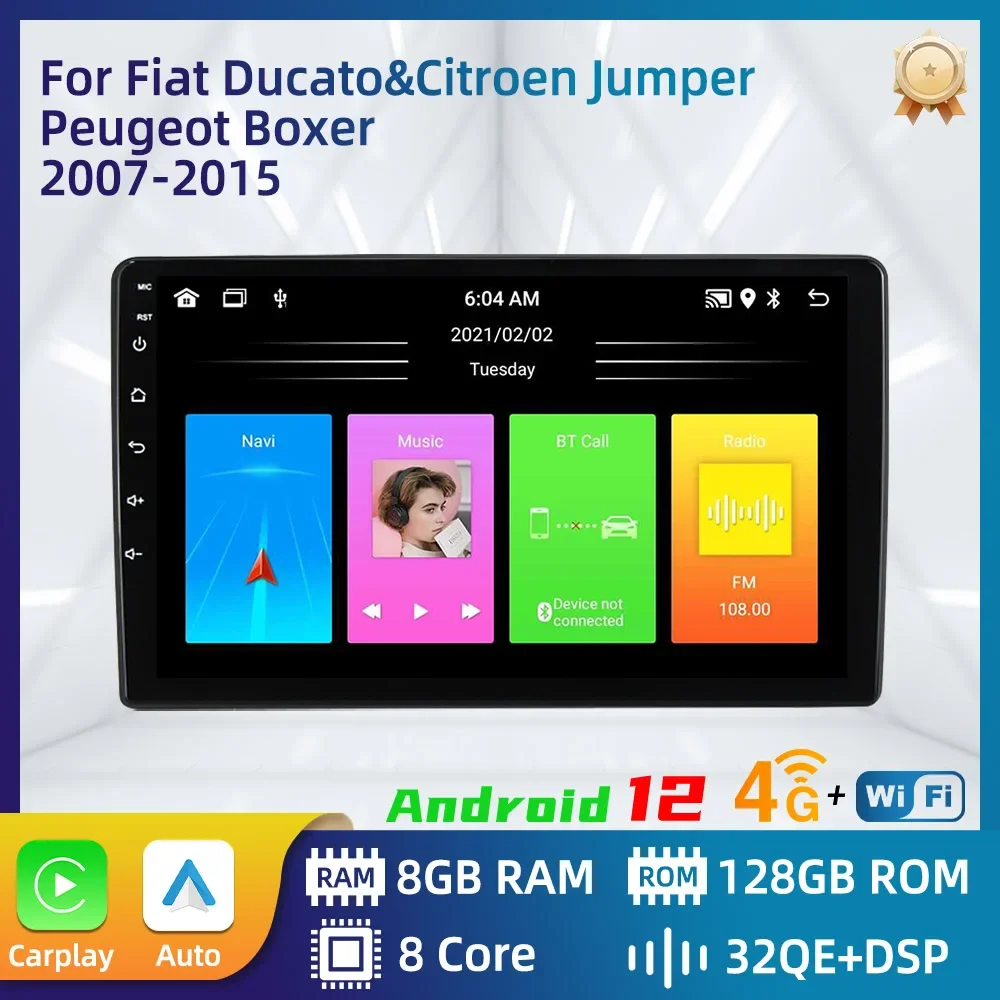 Autoradio Android Per Fiat Ducato 2007-2015 Citroen Jumper Peugeot Boxer 2011-2015 Radio Carplay 2Din Autoradio Multimedia Gps