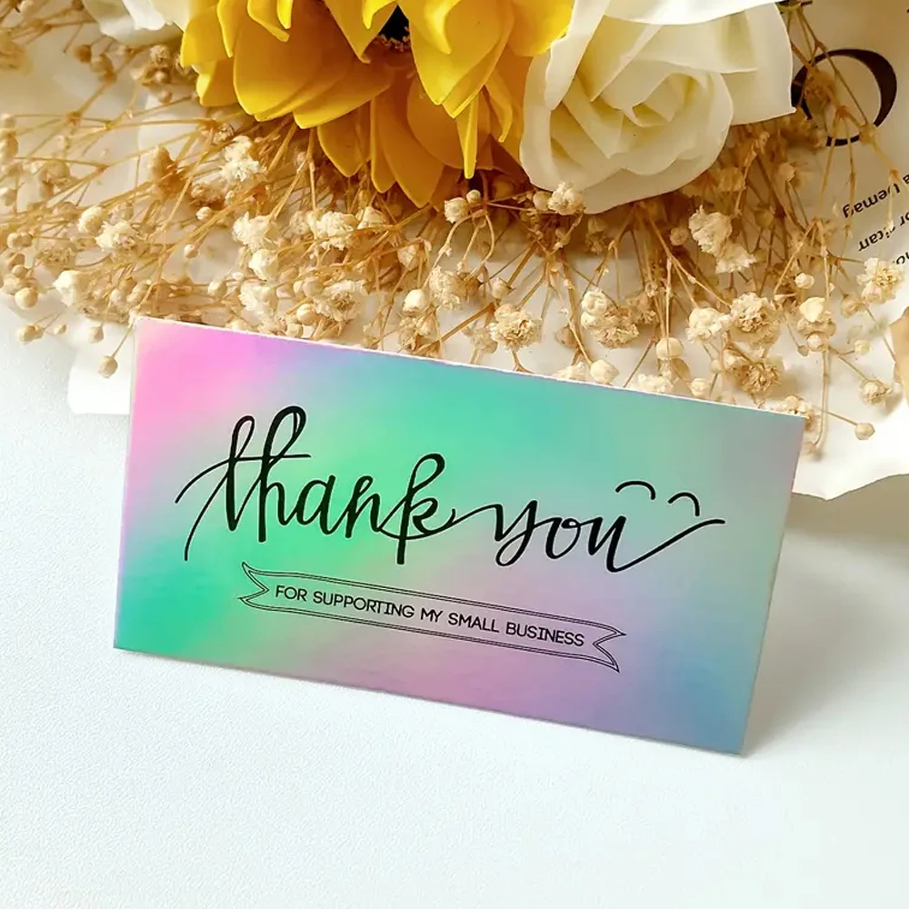 50pcs/set Laser Thank You Card for Small Business Supplies,Thank You Order Card,Thank Cards for Wedding Baby Shower Bridal