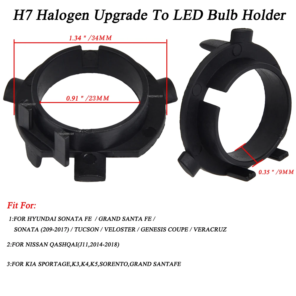 

2PCS H7 LED Headlight Bulb Base Adapter Socket Retainer For Nissan Qashqai For Hyundai Santa Fe Sonata Tucson For KIA Sportage