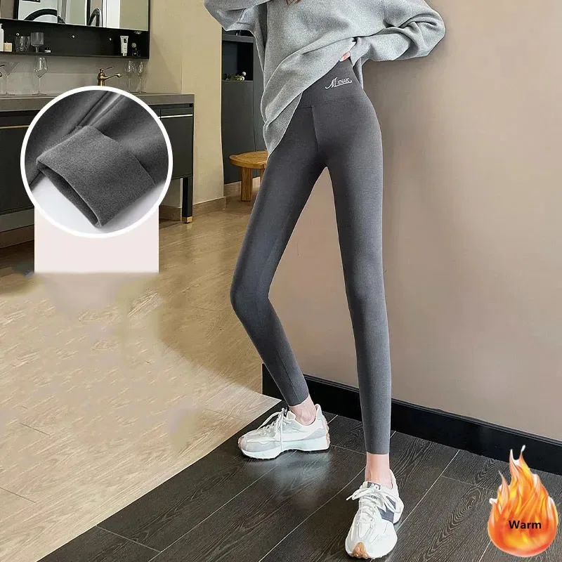2024 New Winter New Women Solid Leggings Pantalones Thick Slim High Waist Pant Warm Casual Skinny Ankle-length Legginsy Trousers