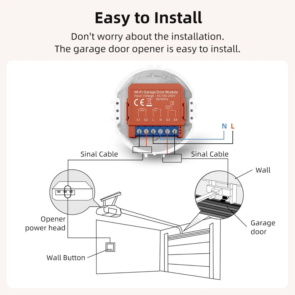 Tuya Smart WiFi Garage Door Module Switch Door Opener Controller Smart Life APP