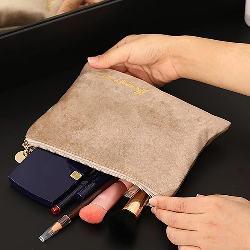 

Фланелевая косметичка, Женский органайзер для туалетных принадлежностей, водонепроницаемые вместительные Чехлы для косметики, сумка для хранения губной помады и инструментов для ногтей, клатч