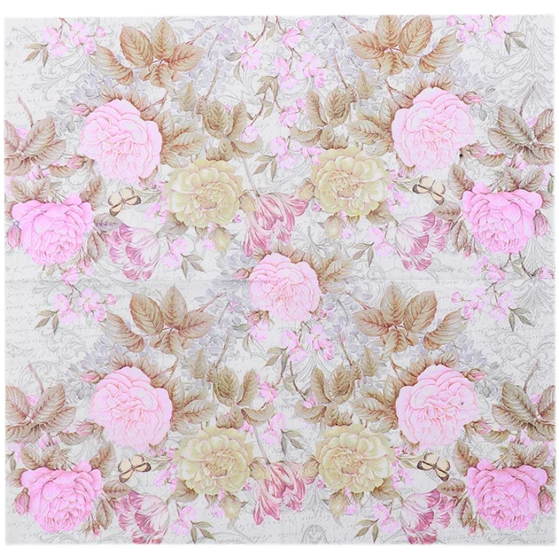 20pcs/Pac 33cm 2Ply Colorful Printed Napkin Pink Flower Square Butterfly Valley Bart Paper Wedding Pure Wood Pulp Paper Placemat paper napkins,disposable paper placemats
