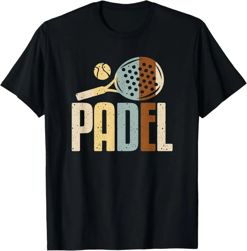 Vintage T Shirt Padel Paddle Tennis Racquet Ball Vintage Colors T-Shirt Casual Sports Street Couple Clothes Streetwear Mens T Shirts