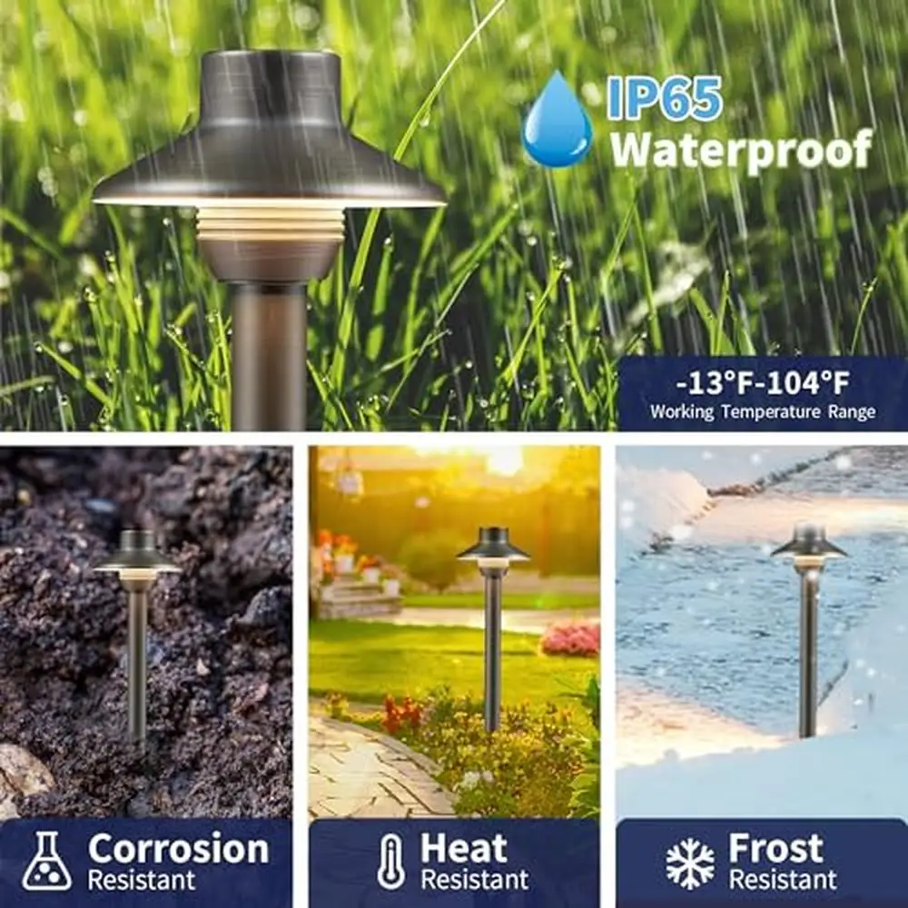 Solid Brass Mini Shade Path Lights LED 12V Low Voltage Outdoor Waterproof IP65 ETL Patio Garden Pathway Yard Lawn Driveway 4