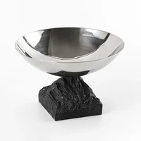 Creative Mountain Base Circular Fruit Tray, Luxurious Stainless Steel Tray, Modern Art Living Room Storage Tray, Home Decoration 1
