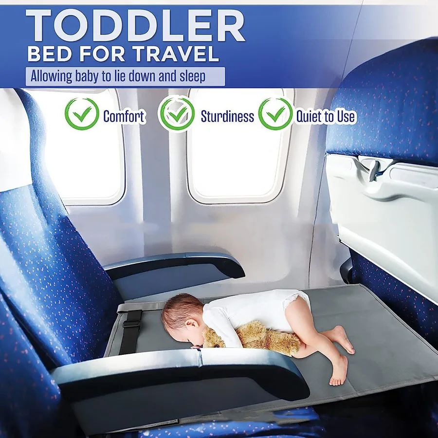 Lettino da Viaggio per Bambini per Aereo, Lettino Portatile per Bambini con Poggiapiedi, Amaca Poggiapiedi per Neonati, Estensore Sedile Aereo per Bambini - immagine 2