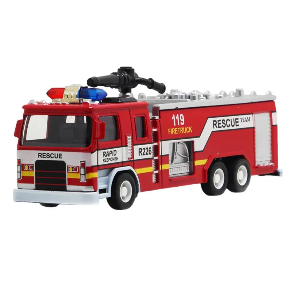 Simulation Fire-Truck Toy with Music & Light Ladder Water Tank 1:32 Scale Miniature Vehicle Toy Plastic Working Truck Toy 2023 new city fire station fire truck toy with light music firefighter toy firefighting tools helicopter toys for children gift