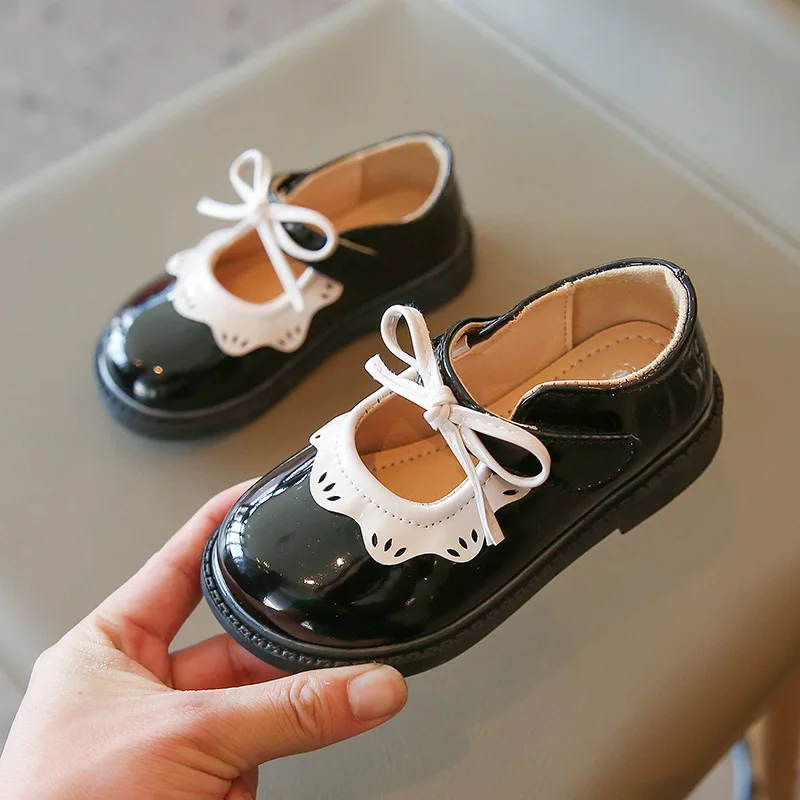 Girls' Small Patent Leather Shoes Spring Autumn New Korean Version Bowknot Princess Shoes Kids Chaussure Enfant Fille