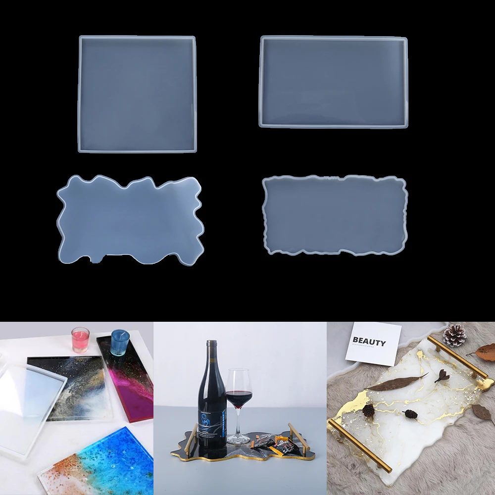 Big Rectangle Plate UV Epoxy Resin Mold Fruit Disc Tea Tray Coaster Silicone Mould For DIY Resin Craft Making Casting Molds Tool mandala dog paw keychain epoxy resin mold handmade earrings pendants silicone mould diy crafts jewelry casting tool