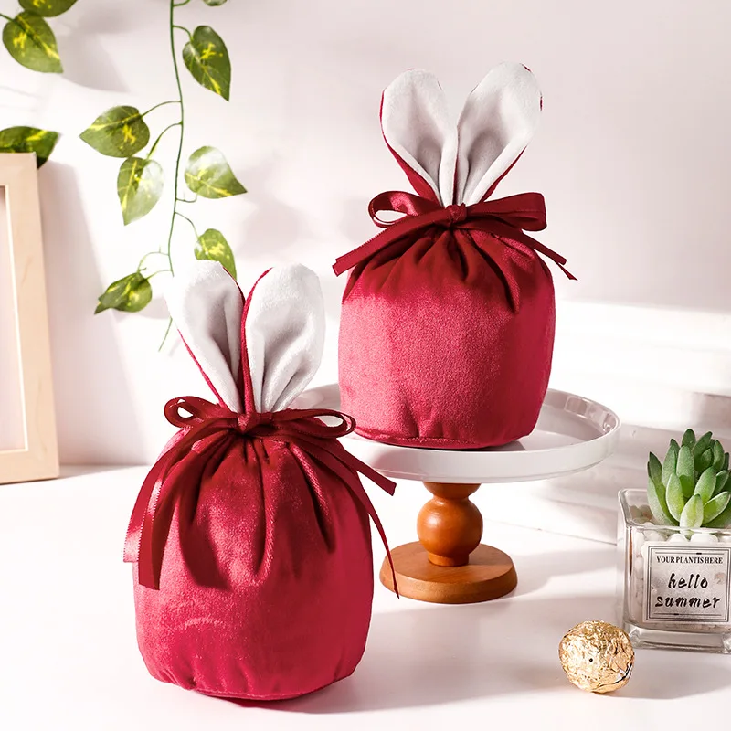 Christmas Velvet Packing Bags Xmas Red Chocolate Candy Cookie Packaging Wedding Birthday Party Supplies Handheld Gift Packaging