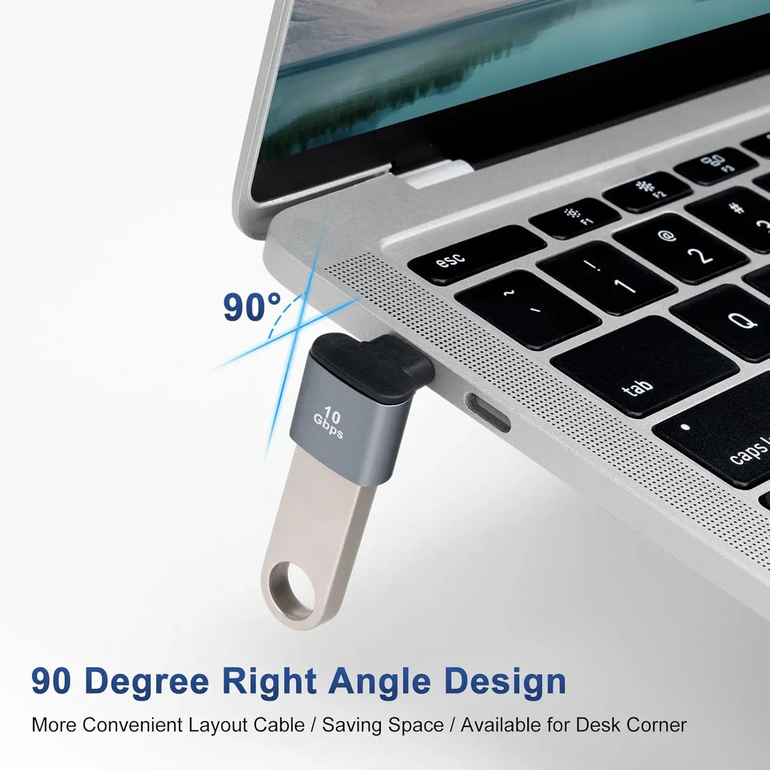 Right-Angle USB-C to USB 3.1 OTG Adapter – Fast 10Gbps Data Transfer