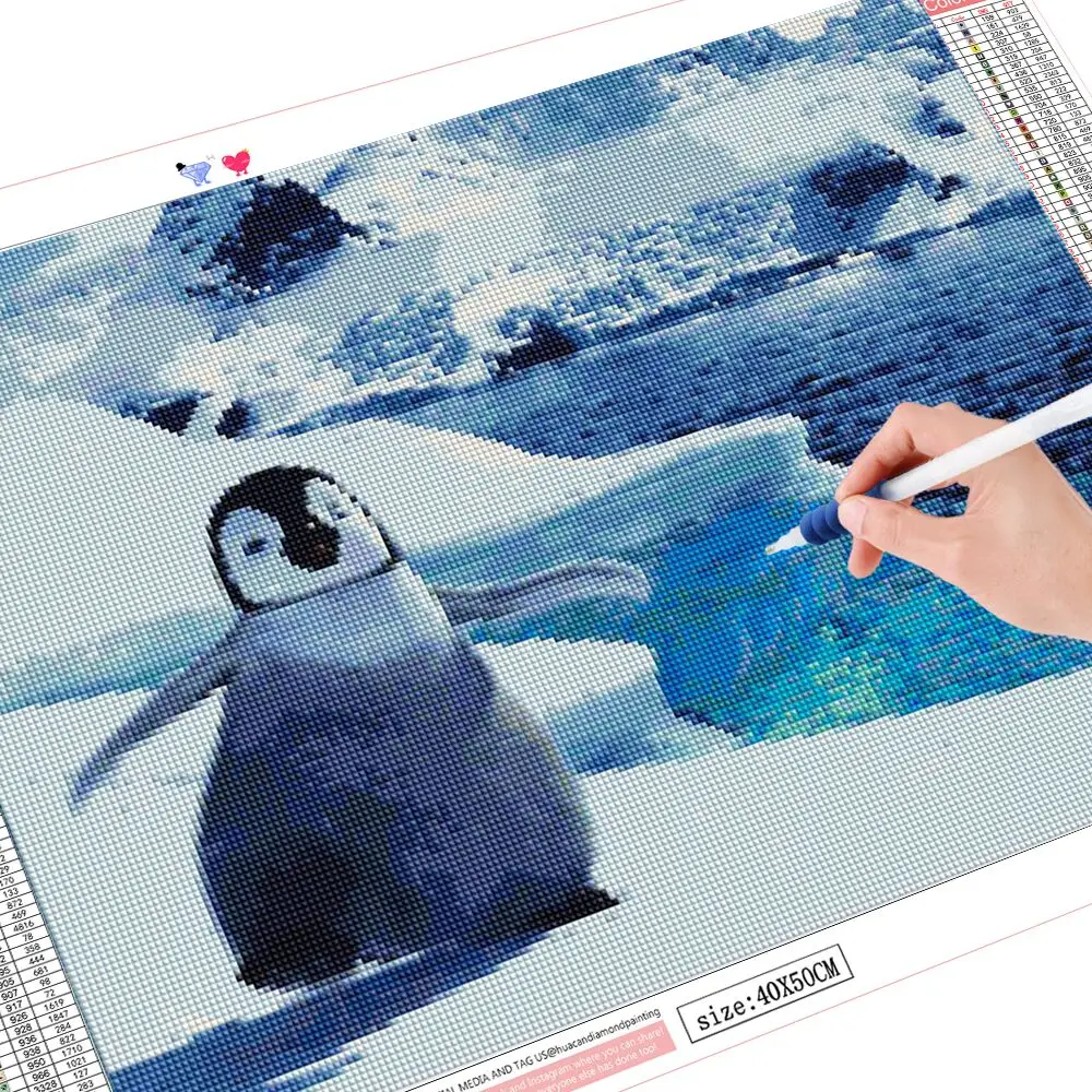HUACAN DIY Diamond Embroidery 5D Penguin Painting Full Square Animal Picture Handcraft Mosaic Art Kit Home Decoration
