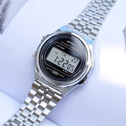LED Electronic Watch Waterproof Sports Watch Men's Fashion Round Steel Belt Women Watch Vintage Steel Strip Lovers Sports Watch