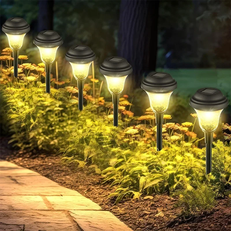 Solar Pathway Stake Lights Solar Garden Light with Battery Auto on at Dusk Outdoor Garden Lawn Lamp