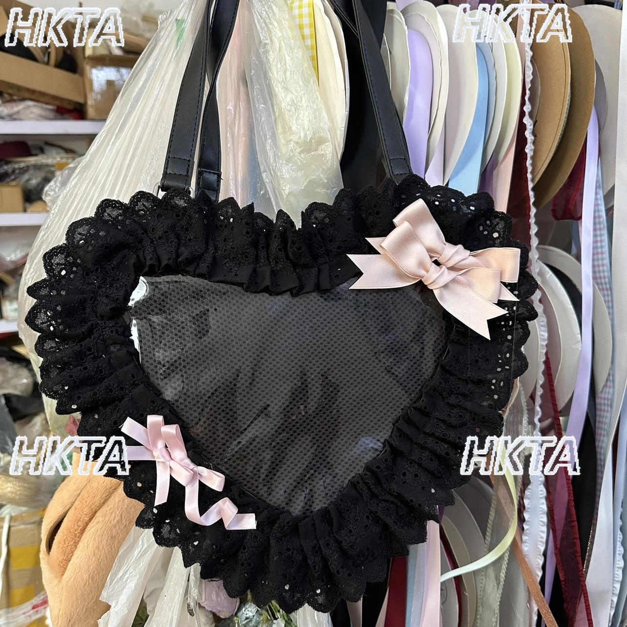 Sac à Bandoulière Transparent Cœur Holographique Lolita | Style Pastel Goth Kawaii – Petit Sac Léger Femme