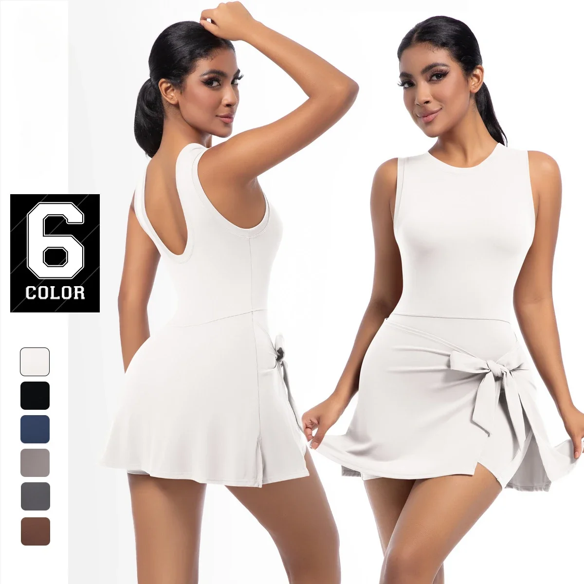 Tennis Skirt Sport Dresses Women Solid Color Fitness Workout Tennis Outfit Women Dress with Shorts Golf Wear for Woman Clothing