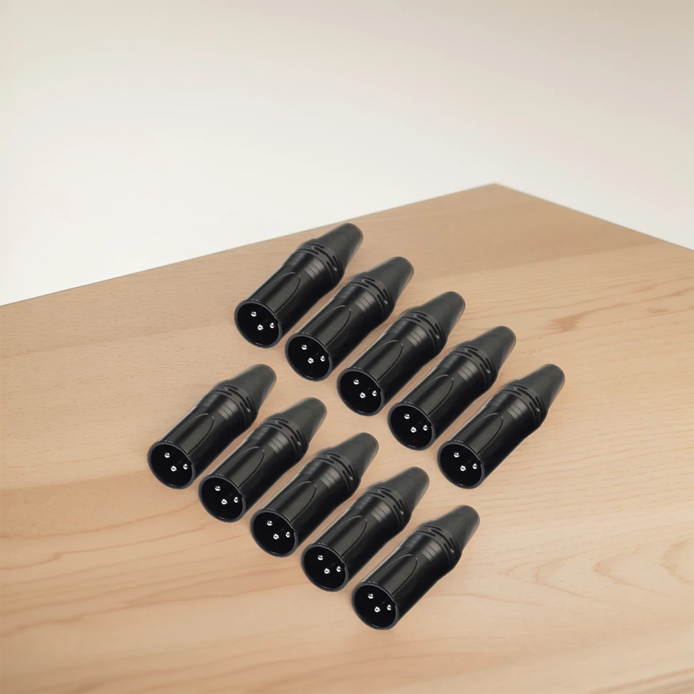 10Pcs DIY Microphone XLR 3Pin Male Plug Connector Cable Solder Plug MIC Adapter Earphone Light for Speaker Transmission