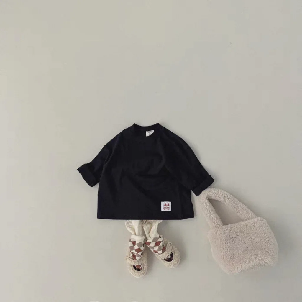 Description Picture 3 of item2025 Autumn New Baby Long Sleeve T Shirts Solid Infant Casual Tops Kids Tee Toddler Girl T Shirts Cotton Children Clothes