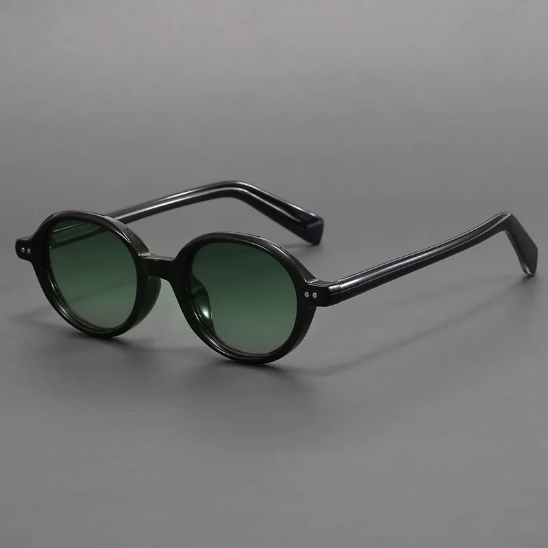 Vintage-Inspired Green Round Sunglasses with Leopard Print Accents and UV400 Protection