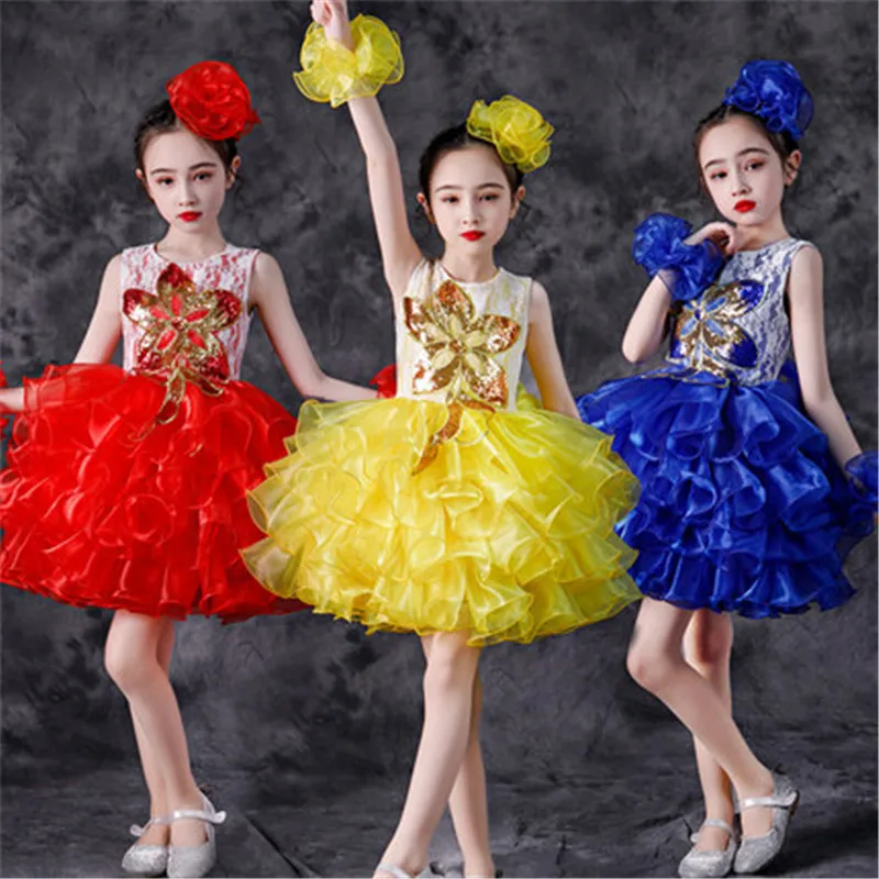 

Modern kids dance costumes for kids sequins tutu dance dress for girls salsa dancing dress for girls dance wear Outfits