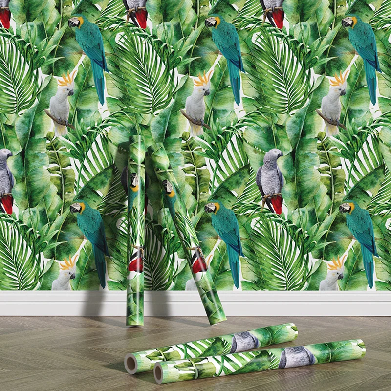 Elegant Eye Protection Green Forest PVC Wallpaper Chic Vinyl Contact Paper Home Decoration Retro Removable Cabinet stickers summer lady home beach suit women prairie chic pattern print set casual loose lapel button shirt tops and mini hip skirt outfits