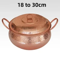 Casserole pure faite à la main en cuivre violet avec marmite à ragoût de cuisine épaisse avec couvercle, marmite à nouilles instantanées, marmite à soupe de grande capacité 1