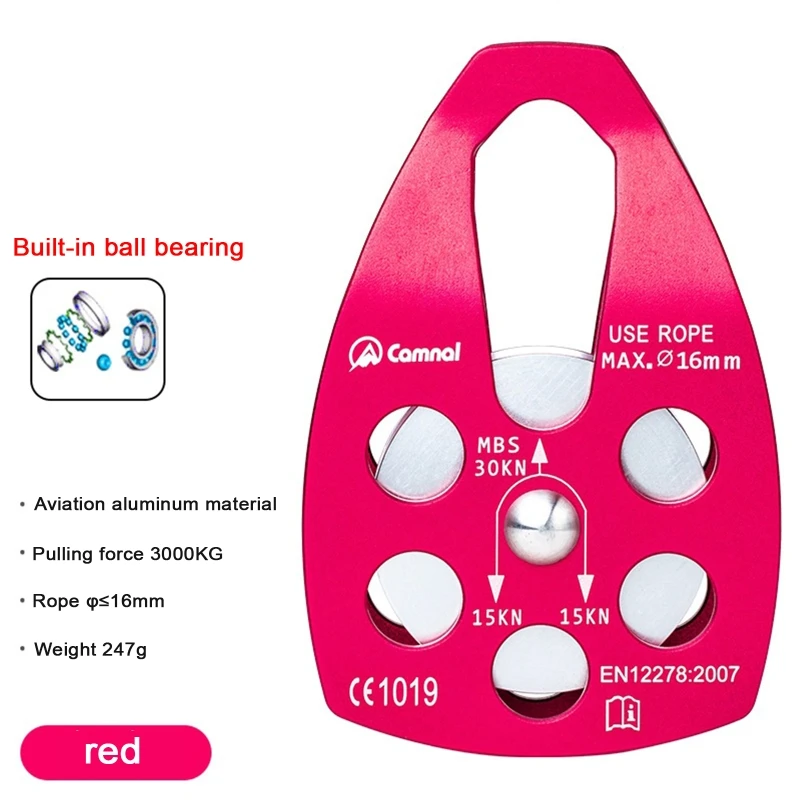 30KN Climbing Rope Pulley Certificated Climbing Rescuing Mountaineering Rigging Swing Sheave Rescue Work at Heights Pulley 6