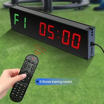 Gym Timer, Interval Clock with Clear LED, Crossfits Timer Countdown/Up Stopwatch, Wall Workout Timer with Remote for Gym 1