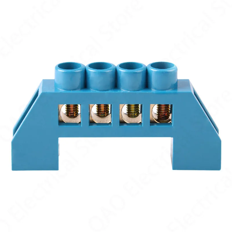 4/6/8/10/12 Positions Terminal Block Connector Strip Brass Ground Neutral Bar Electrical Distribution Wire Screw Terminal Blue