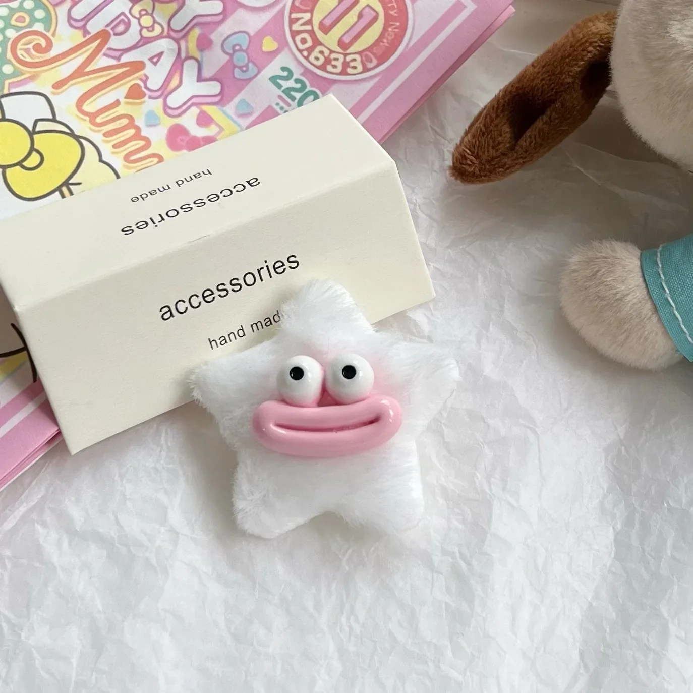 1/5 個ソーセージ口ヘアクリップ秋冬女性ガールかわいいぬいぐるみ