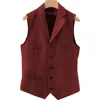Tweed Herringbone Mens Suit Vest Slim Fit Notch Lapel With 4 Pockets Groomsmen Wedding Waistcoat For Wedding 4