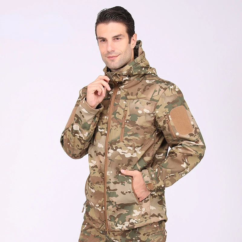 

Tactical Jacket Men Military Combat Soft Shell Army Hunting Field Jackets Windproof Waterproof Camouflage Fleece Hooded Coats