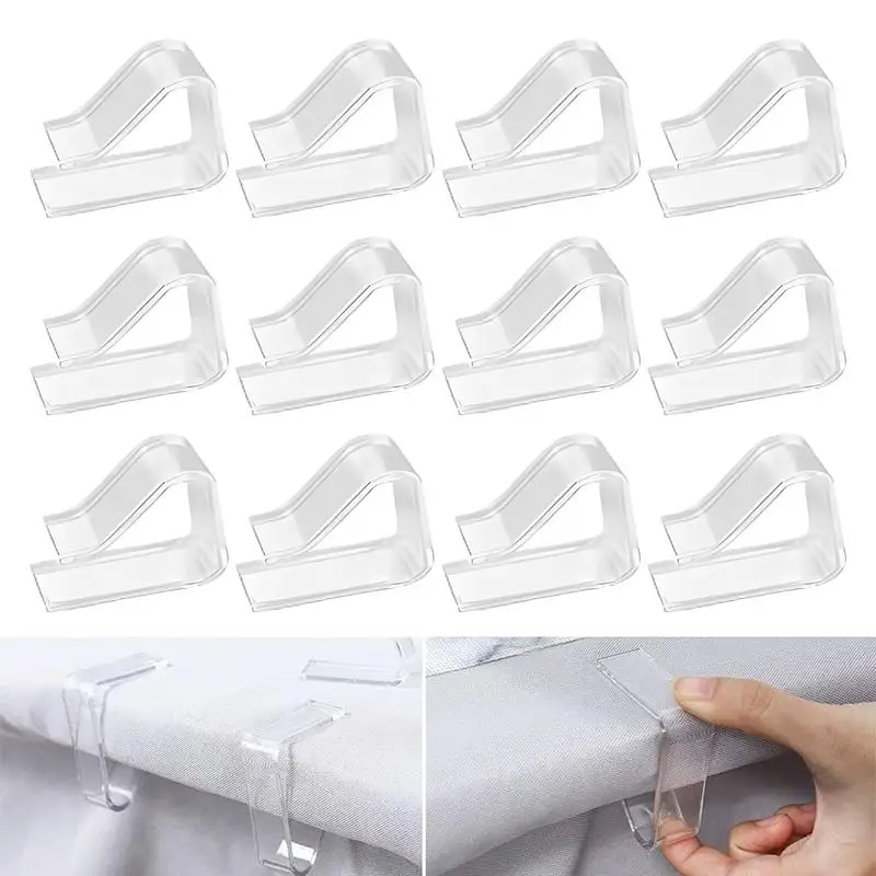 Clothes Pegs Beach Towel Clips Windproof Clips Towel Hanging Clips Photo Clips Kitchen Towel Clip Table Cloth Clips Glove Clip Holder 12Pcs transparent Tablecloth Clamps Table Cloth Clips Holder Clip For Picnic Party Wedding Table Cover