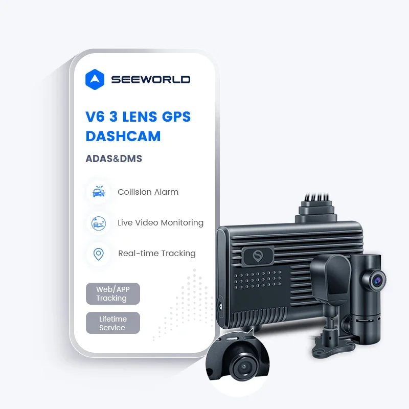 3채널 GPS 4G LTE 미니 블랙박스 LED 화면 듀얼 렌즈 비디오 레코더 자동차 운전자 모니터링 지원 ADAS DMS 12개월 지원
