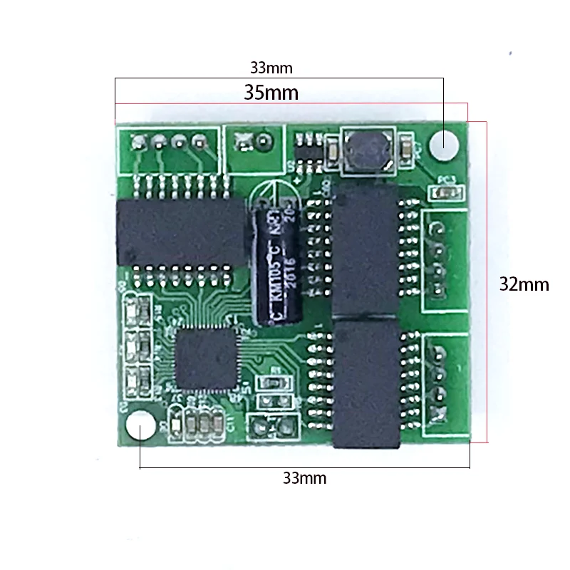 비관리형 산업용 이더넷 스위치 모듈, PCBA 보드, OEM 자동 감지 포트, 5V-12V 마더보드, 3 포트, 10 M, 100M