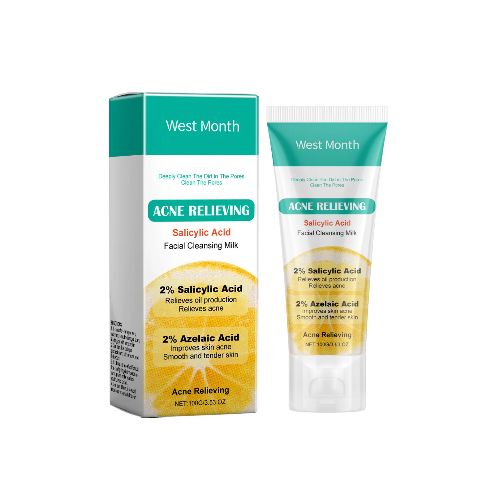 Salicylic Acid Facial Cleanser Remove Acne Cleansing Moisturize Clarifying Pores Oil Control Refreshing Face Wash Foam Skin Care 2