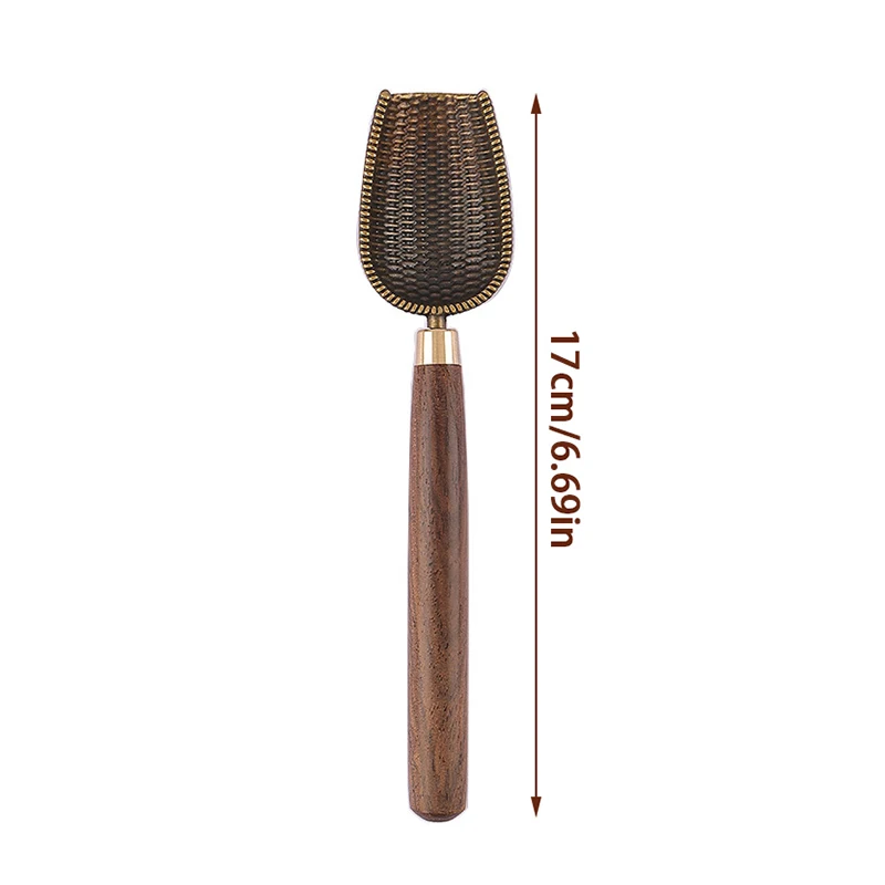 1 Pc Sandalwood Handle Alloy Teaspoon Small Tea Scoop Kung Fu Ceremony Accessories tea spoons