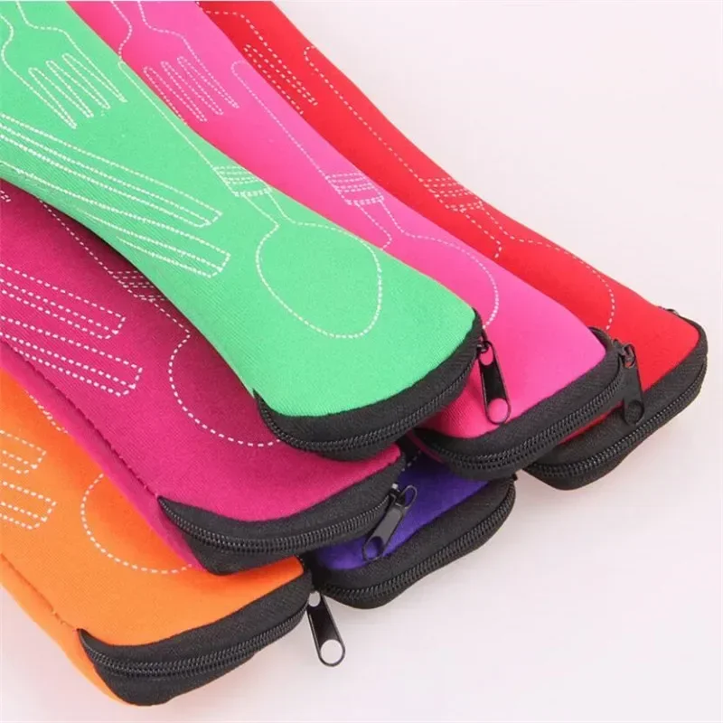 Tableware Bag Washable with Zipper Travel Cutlery Kit Case Portable Pouch For Dinner Household Tool Camping Travel Accessories camping storage bag storage bag camping cookware bag