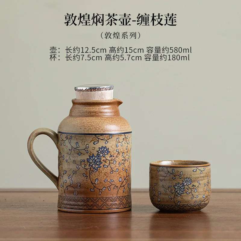 580ML Large Capacity Ceramic Stewed Teapot Tea Brewing Insulated Single Pot Pottery Kettle For Office Outdoor Use Kung Fu Teaset