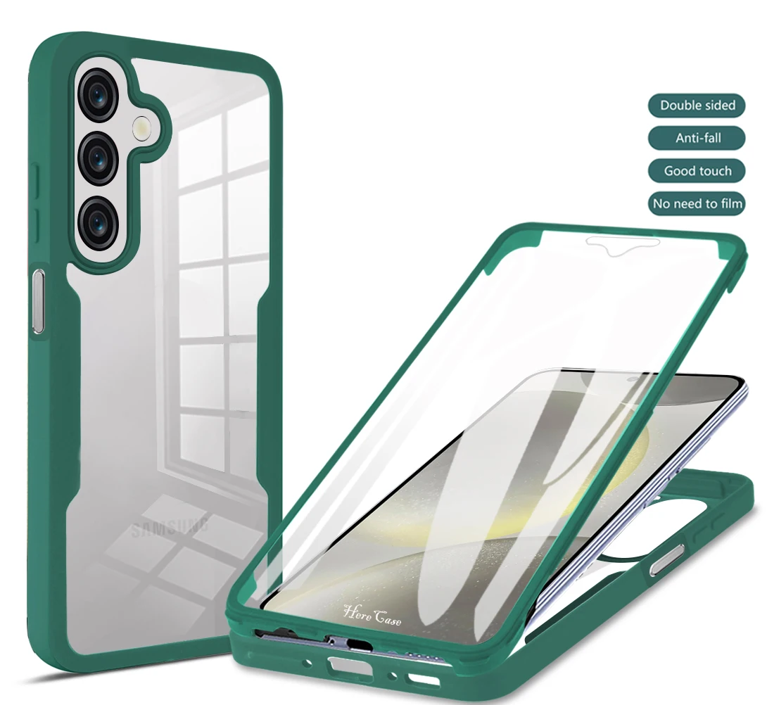 Shockproof Clear Case with 360-Degree Screen Protection and Dual-Sided Cover
