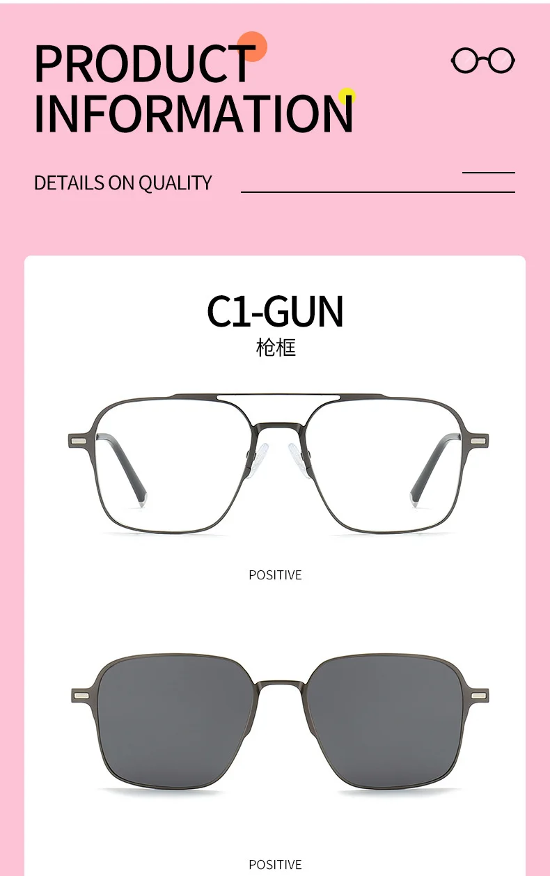 LONSY 3 In 1 Custom Magnet Myopia Sunglasses Polarized Clip On Sun Glasses Frame Men Women Vintage Optical Prescription_voghion.com
