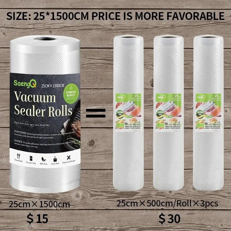 Kitchen Food Vacuum Sealer Bag Sous Vide Storage Bags Vacuum Packaging 12/15/20/25/30cm*1500cm/Rolls