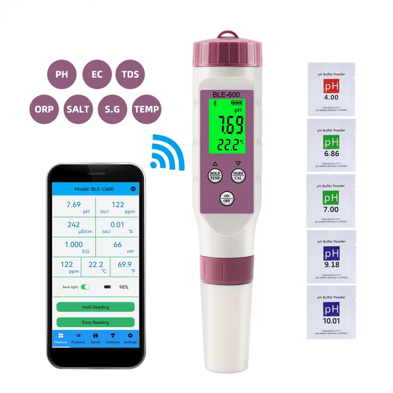 7 in 1 Temp ORP EC TDS Salinity S.G PH Meter Online Water Quality Tester APP Control For Drinking Laboratory Aquarium